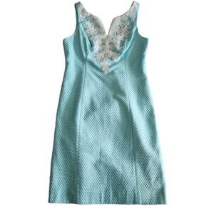 Lilly Pulitzer NEW Seasalt Blue & White Preppy Wedding Gabby Shift Dress SZ 00